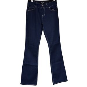 EUC Almost Famous Women's Navy Flare Dark Wash Jeans